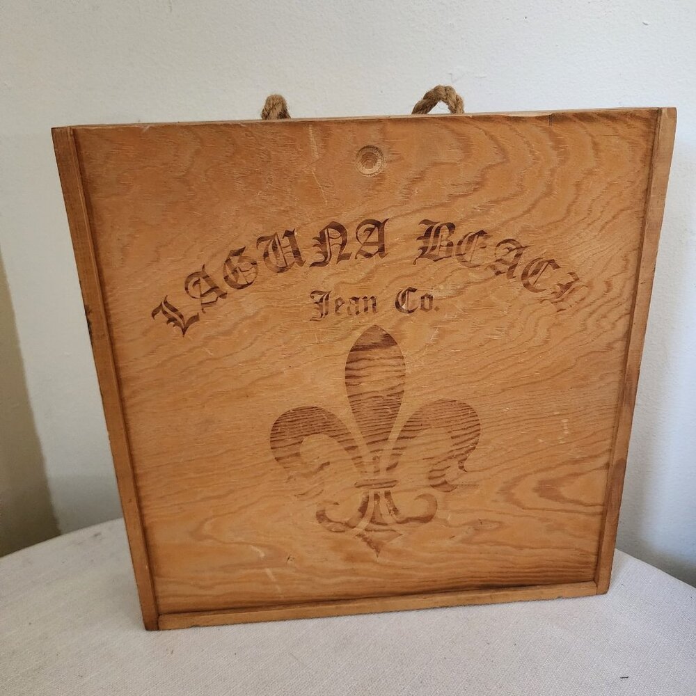 Vintage Y2K Laguna Beach Jean Co Slider Denim Wood Box